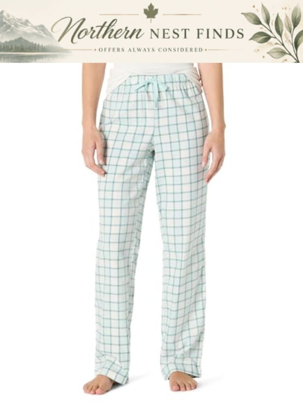 Womens Flannel Sleep Pant Relaxed Fit Elastic Waist Drawstring